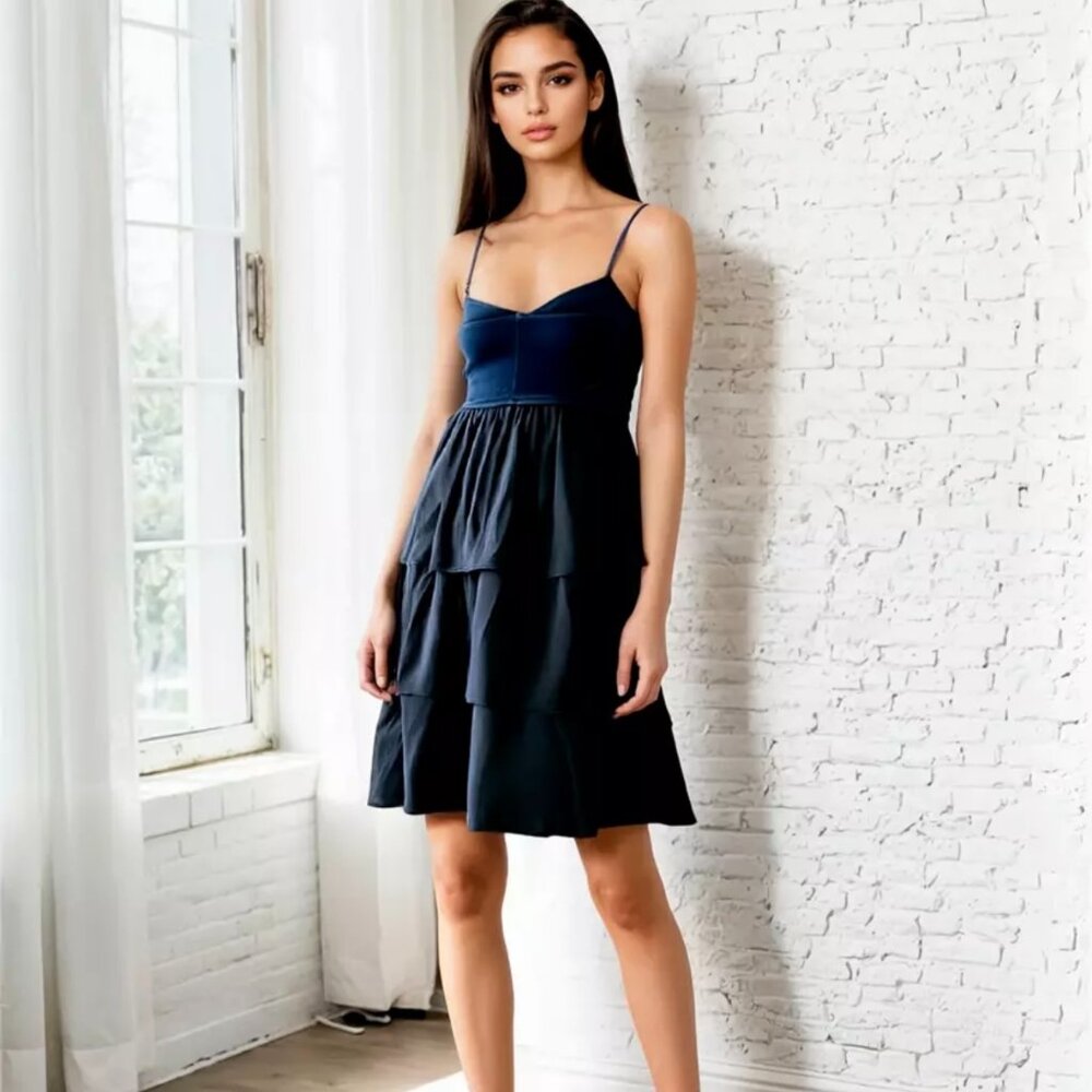 Theory Black Silk/Spandex Tiered Ballet Dress, Size Large